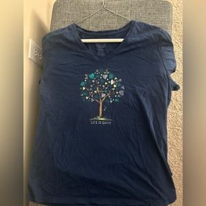 Women’s Life is Good Navy Painted Heart Tree Tee